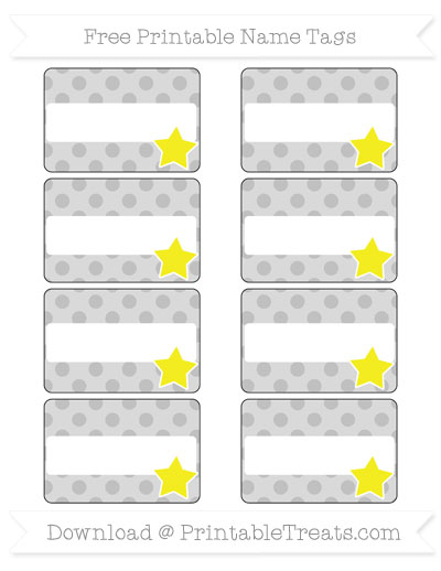 Free Silver Polka Dot Star Name Tags — Printable Treats.com