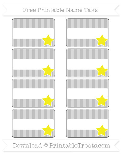 Free Silver Striped Star Name Tags — Printable Treats.com