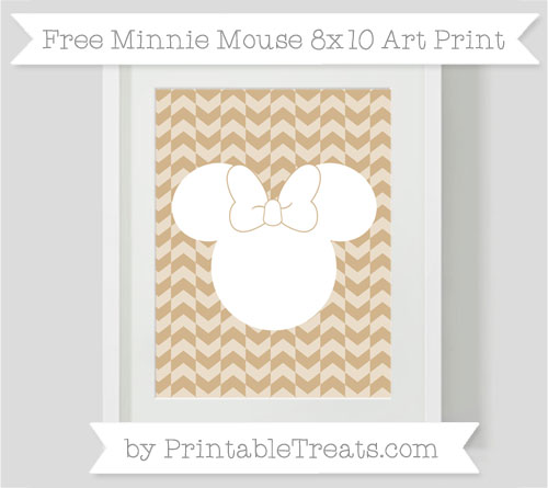 Free Tan Herringbone Pattern Minnie Mouse 8×10 Art Print — Printable ...