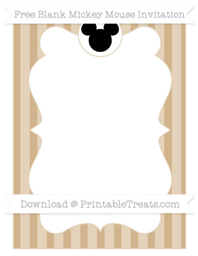 Free Tan Striped Blank Mickey Mouse Invitation — Printable Treats.com