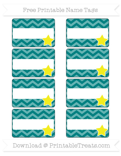 Free Teal Chevron Star Name Tags — Printable Treats.com