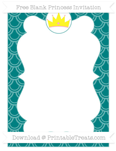 Free Teal Fish Scale Pattern Blank Princess Invitation — Printable ...