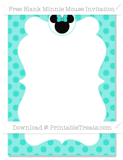 Free Turquoise Polka Dot Blank Minnie Mouse Invitation — Printable ...