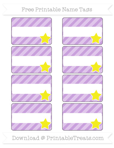 Free Wisteria Diagonal Striped Star Name Tags — Printable Treats.com