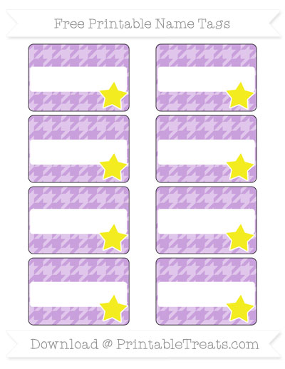 Free Wisteria Houndstooth Pattern Star Name Tags — Printable Treats.com