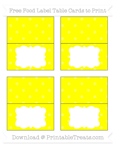 Free Yellow Star Pattern Simple Food Labels — Printable Treats.com