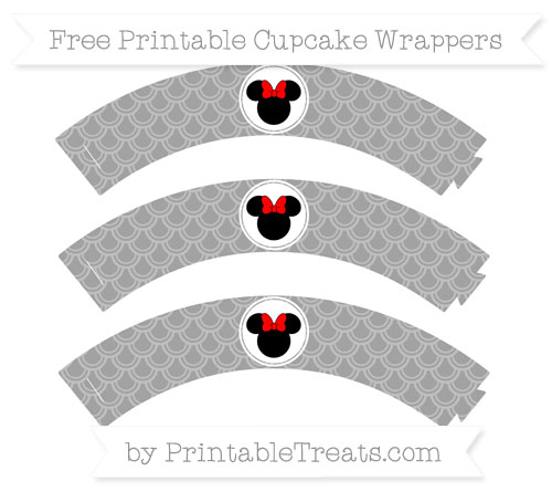 Free Pastel Grey Fish Scale Pattern Minnie Mouse Cupcake Wrappers ...