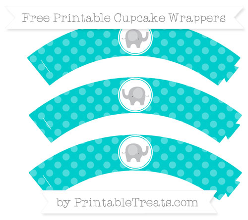 Robin Egg Blue Dotted Pattern Baby Elephant Cupcake Wrappers ...